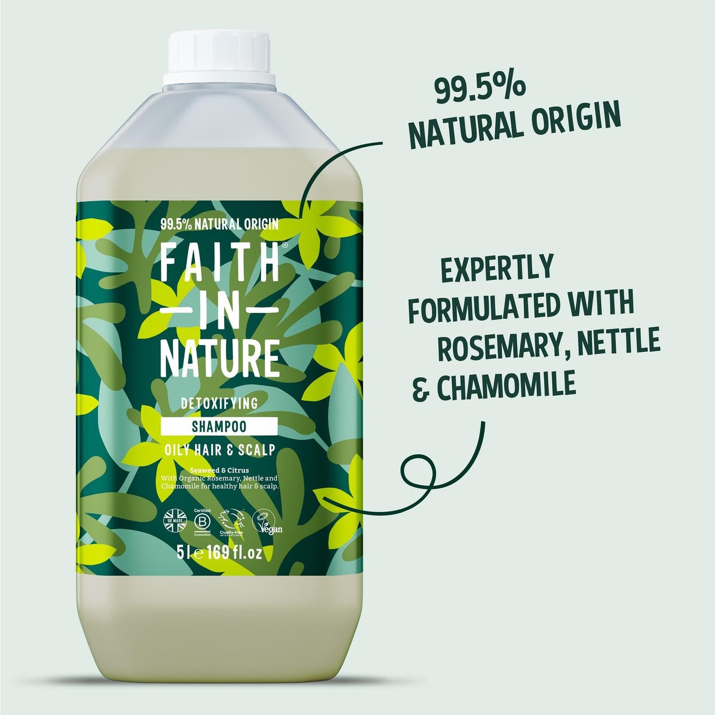 FAITH IN NATURE Natural Shampoo - Vegan & Cruelty Free, No SLS or Parabens - 169 fl oz Refill Pack, Seaweed & Citrus