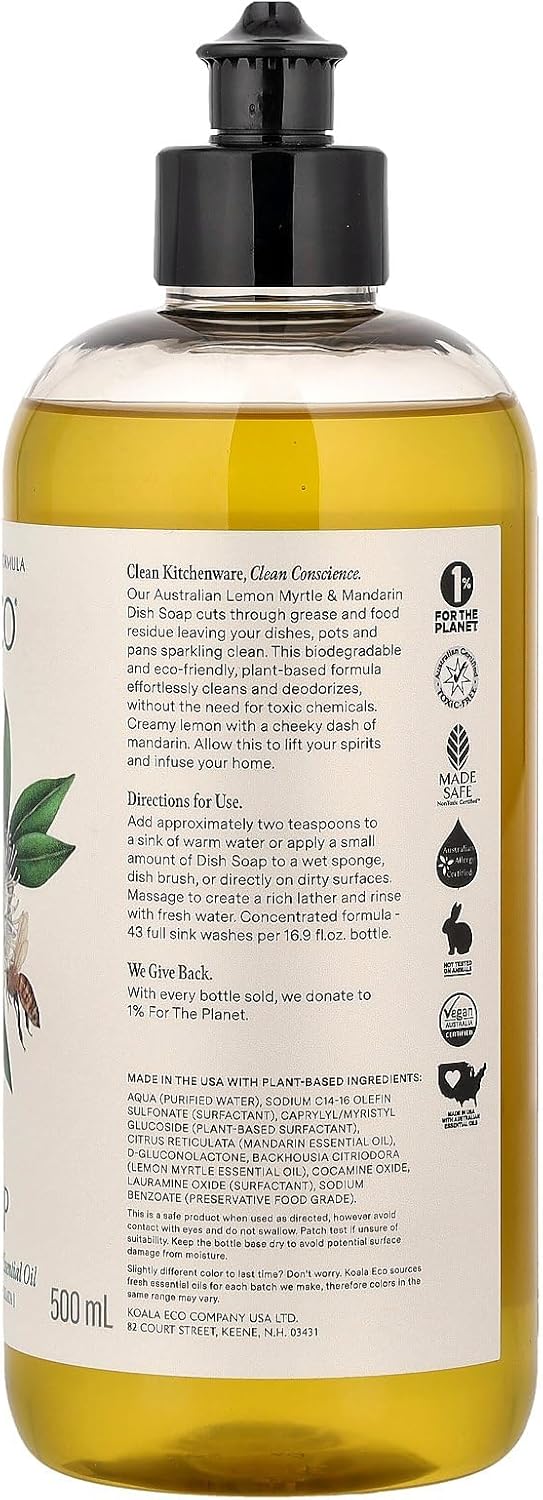 Koala Eco Dish Soap - with Australian Lemon Myrtle & Mandarin Essential Oil - 16oz