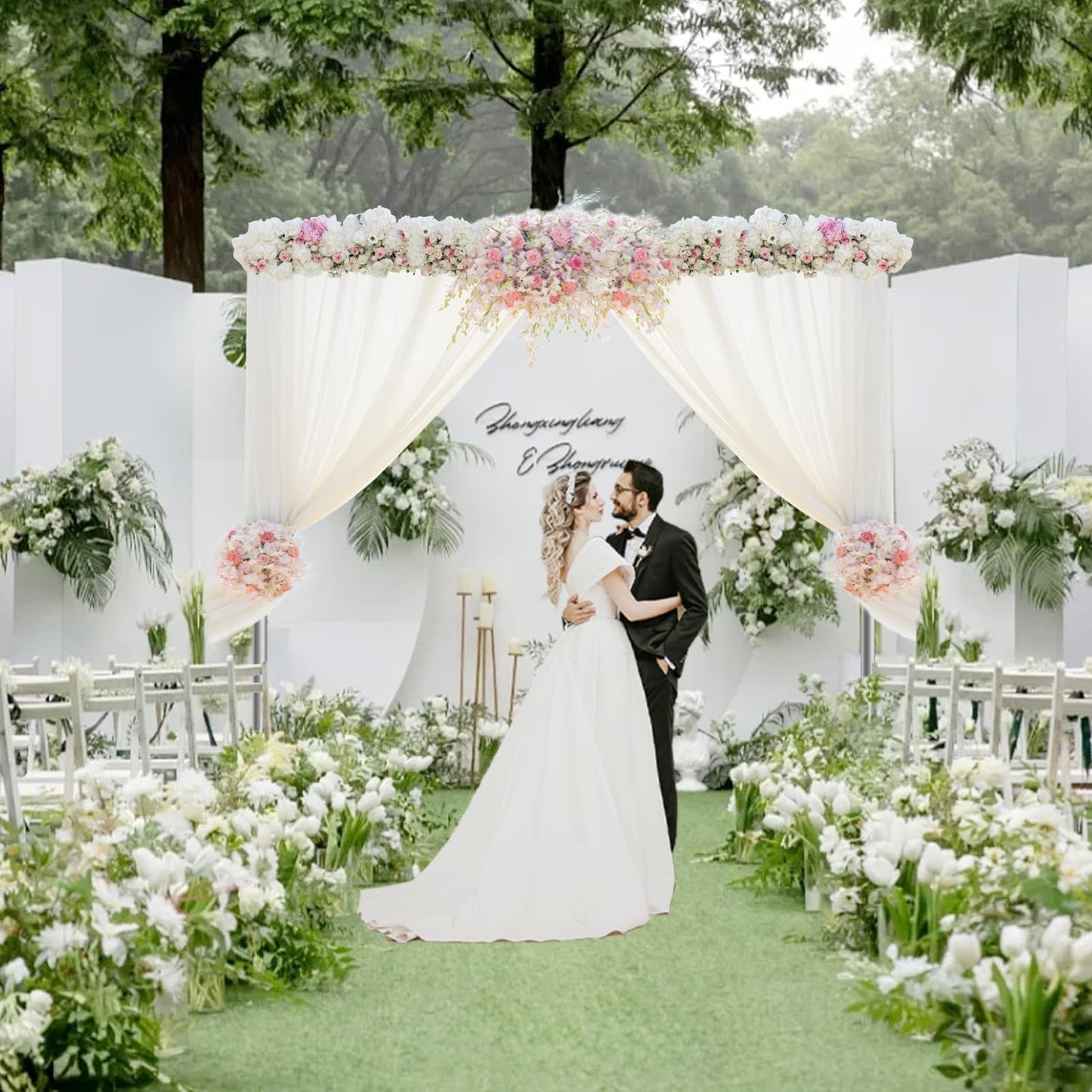 EMART 10x10ft Heavy Duty Backdrop Stand Kit, Adjustable Pipe and Drape Photo Booth Frame for Wedding, Party, Christmas, Birthday Decorations