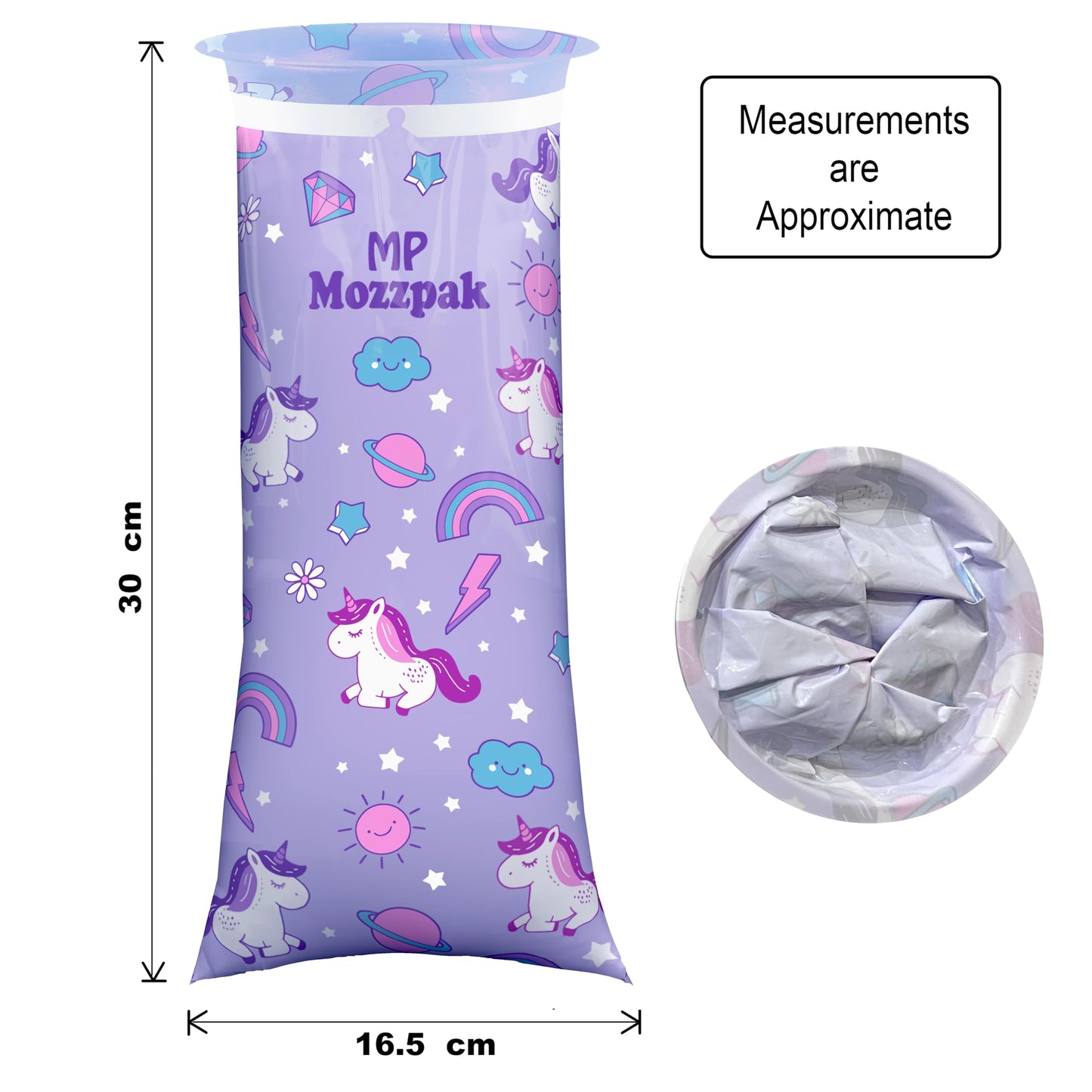 MP MOZZPAK Unicorn Kids Vomit Bags Disposable 35 Pack - Emesis Bags, Leak-Proof Barf Bag, Motion Sickness Relief for Children, Travel Friendly Puke & Throw up Bag for Car, Plane, & Road Trips