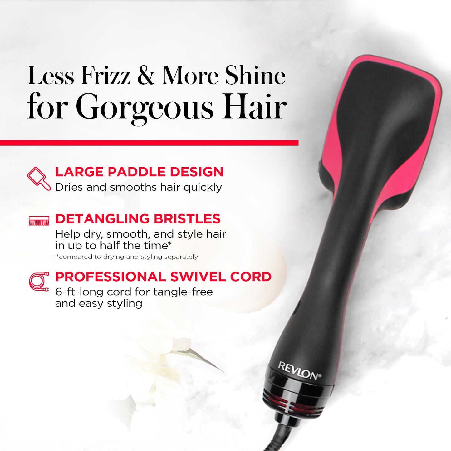 REVLON One-Step Hair Dryer and Styler, All-in-One Detangling and Straightener Brush for Salon-Quality Smooth, Straight Hair, Mor
