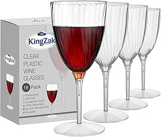 Lillian Tablesettings Premium 16 Count Wine Glasses 8 oz. Clear Hard Plastic 1-Piece Disposable Cups