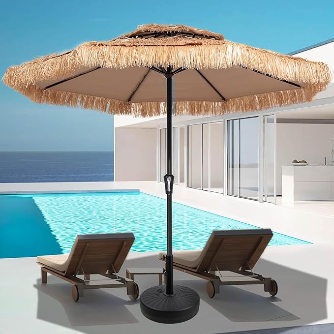 Gzdisbek Heavy Duty Umbrella Round Base Stand with Steel Umbrella Holder, Water or Sand Fillable for Outdoor, Patio, Market, Lawn, Garden, 50lbs Weight Capacity, 20inch (Black)