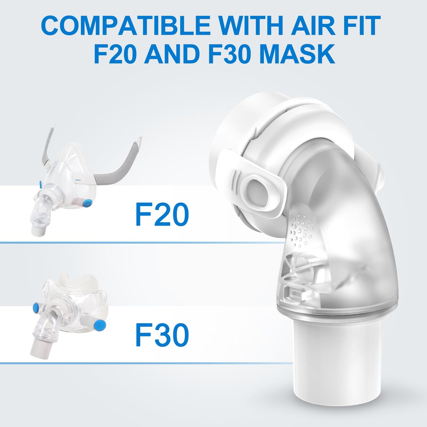 2 Packs Replacement Swivel Elbow Connector for Airfit F20 F30, FSA HSA Eligible, QuiteAir Elbow Quick-Release,Great-Value CPAP Supplies by Medihealer