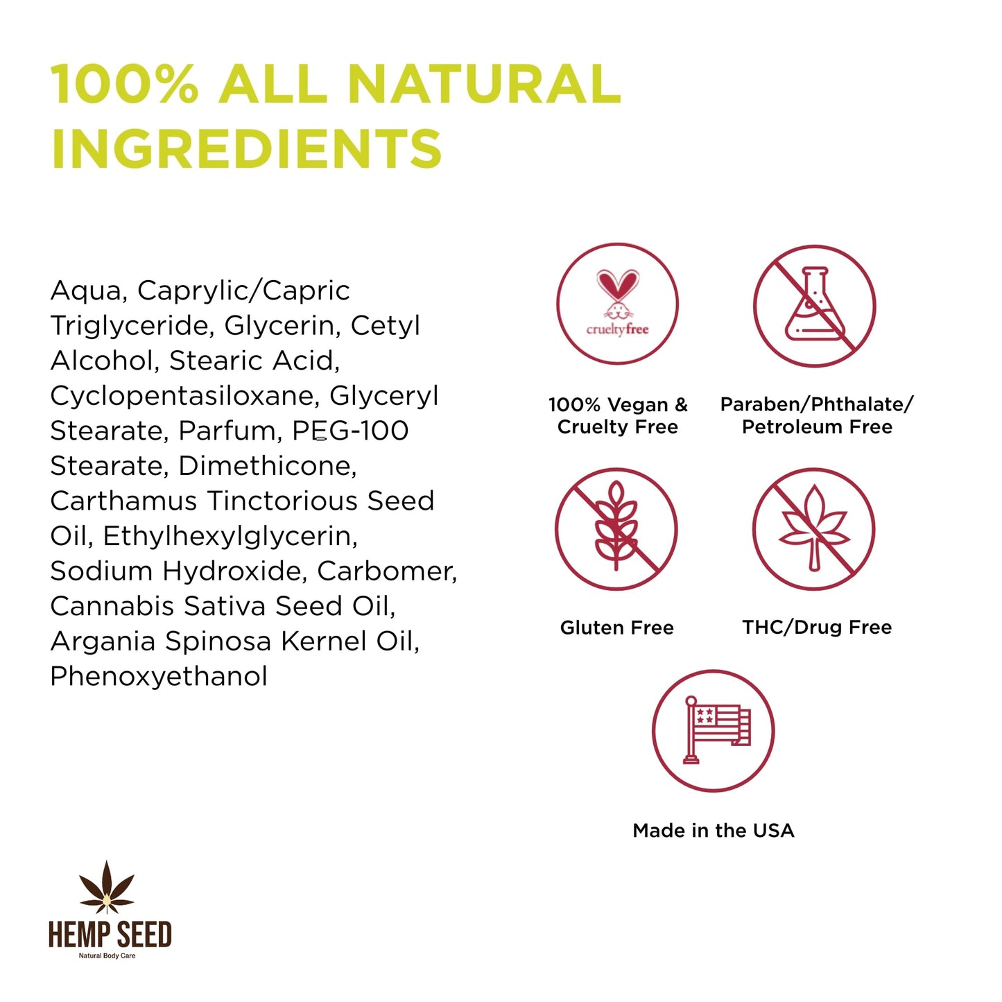 Hemp Seed Hand & Body Lotion, Naked in the Woods Scent - 16 oz. - Soothe Dry Skin - Argan Oil, Hemp Seed Oil - Light, Non-Greasy