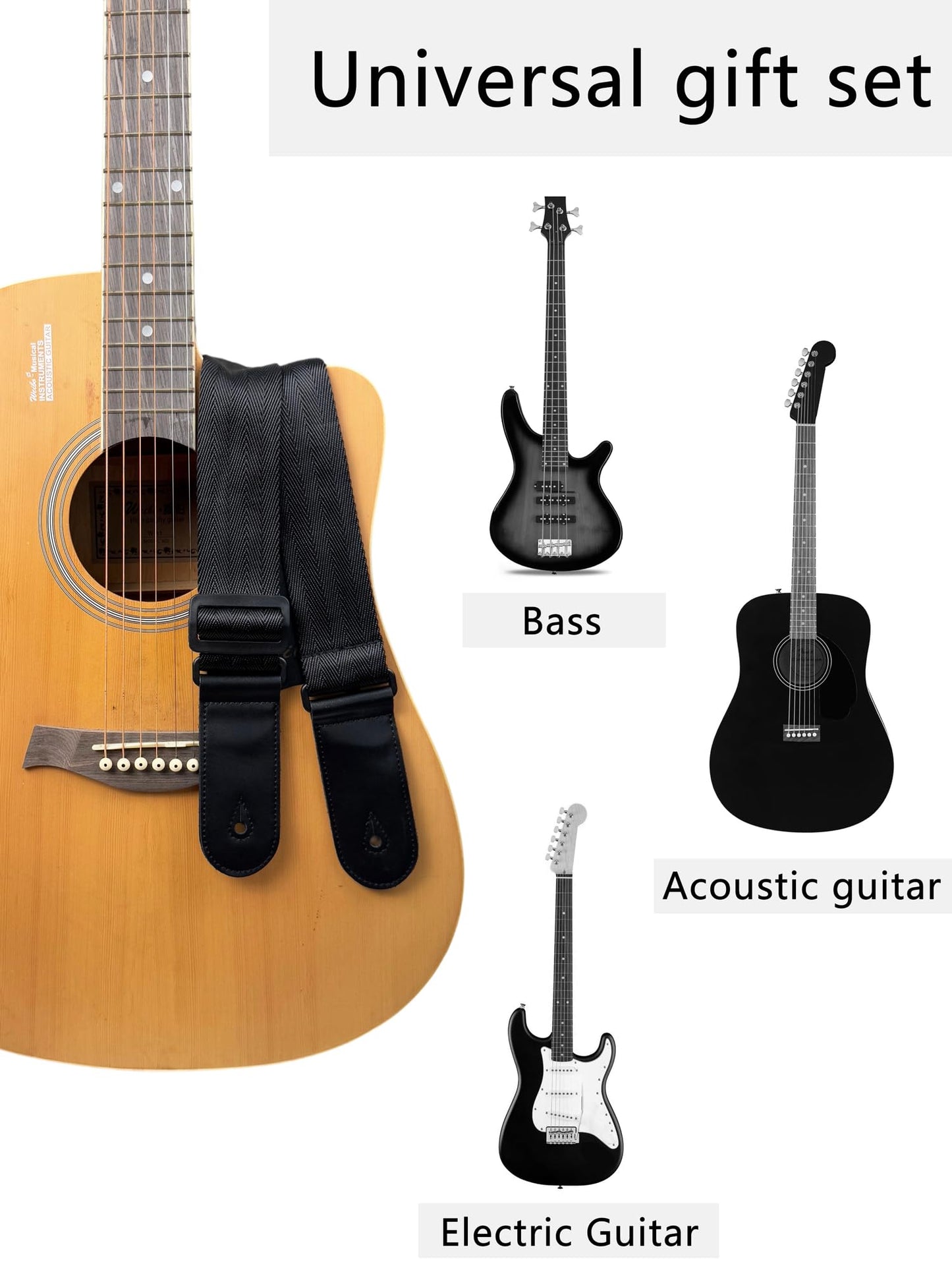Chmete Guitar Strap Nylon Webbing,Soft And Comfortable,Acoustic Electric Guitar Straps