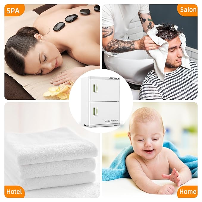 ADVWIN 46L Hot Towel Warmer Cabinet, Towel Warmer for Spa Salon, Professional Large Capacity Towel Double Cabinet for Bathroom, Esthetician (white, 46L)