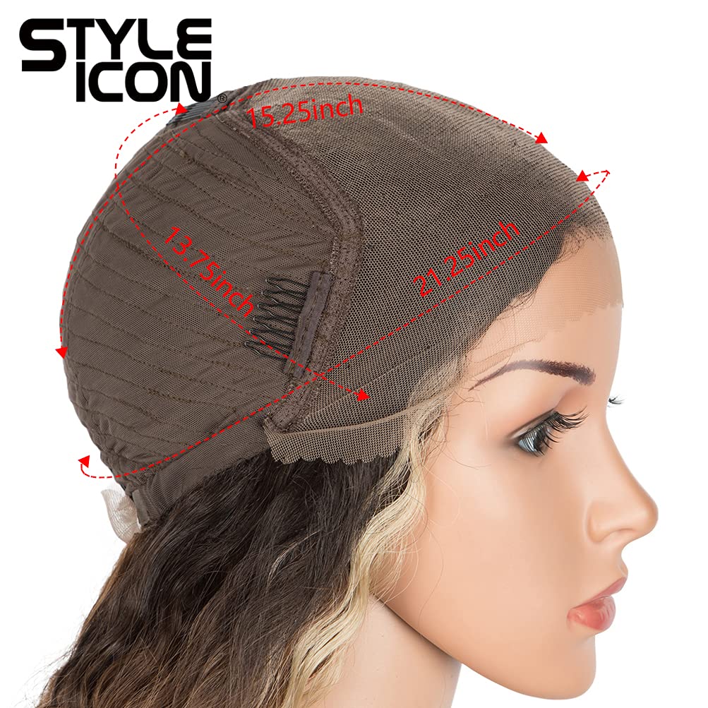 Style Icon 36 Easy-360 Lace Wigs 13x6 Free Part Lace Frontal Wigs Super Highlight Blonde Wig Long Curly Synthetic Wig (36 Inches