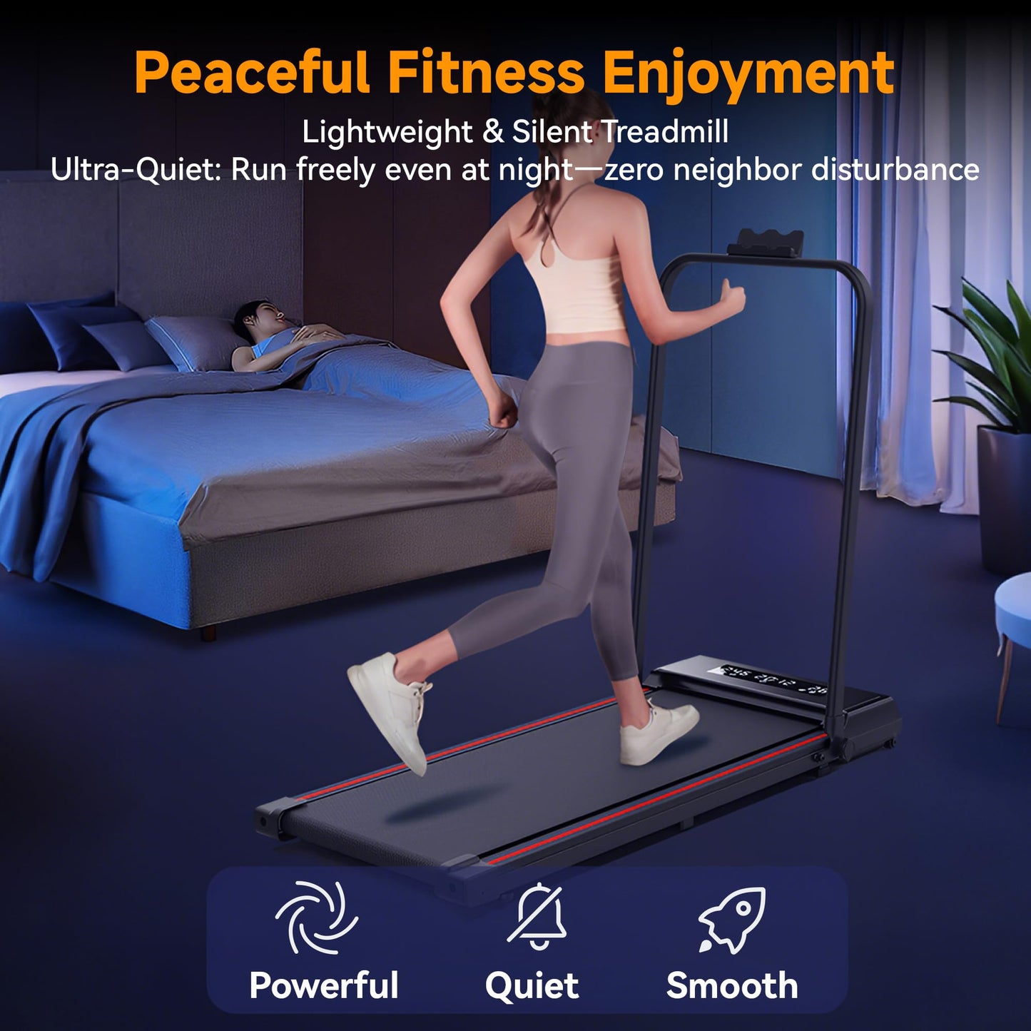 Under Desk Walking Pad with Removable Handle Bar for Home 2.0HP Treadmills for Home Small Space LED Display Electric Mini Portable Walking Pad 0.6-6.2MPH 330LBS Capacity Compact Walking Pad