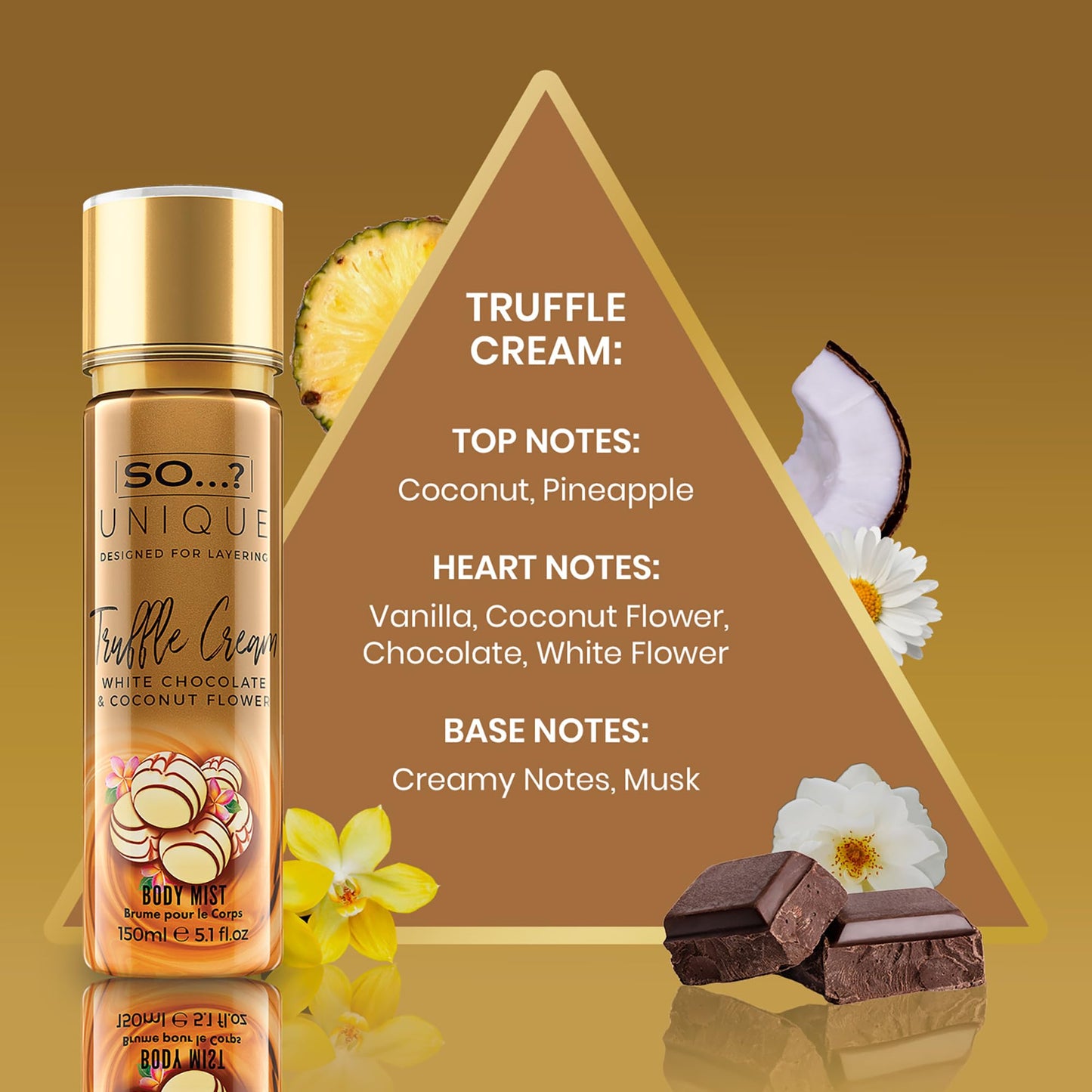 So...? Unique Body Mist - Truffle Cream for Women - 5.1 oz Body Mist - Pack of 3