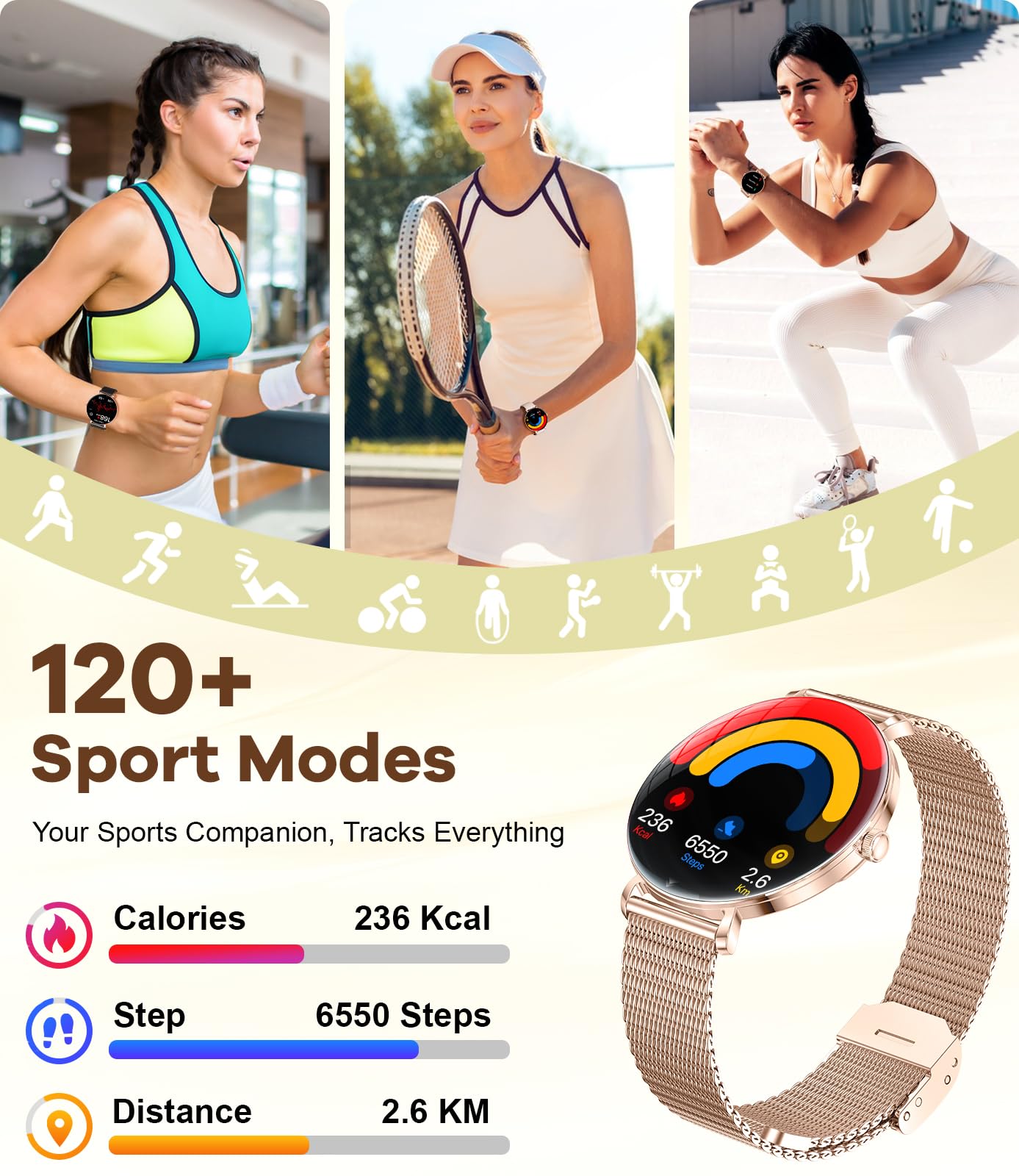 Lige Smart Watches For Women With Calls/Answer:1.43 Amoled Smart Watch Compatible With Android & Iphone, Waterproof Fitness Tra