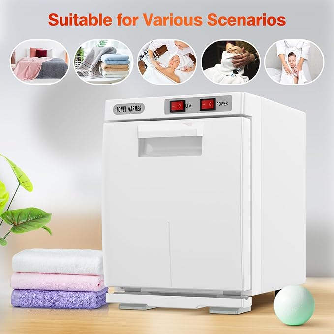 Utenzi Hot Towel Warmer, Spa Towel Cabinet 5L Professional Mini Towel Heater, Towel Warmer for Facials SPA Barbershop Esthetician (White)