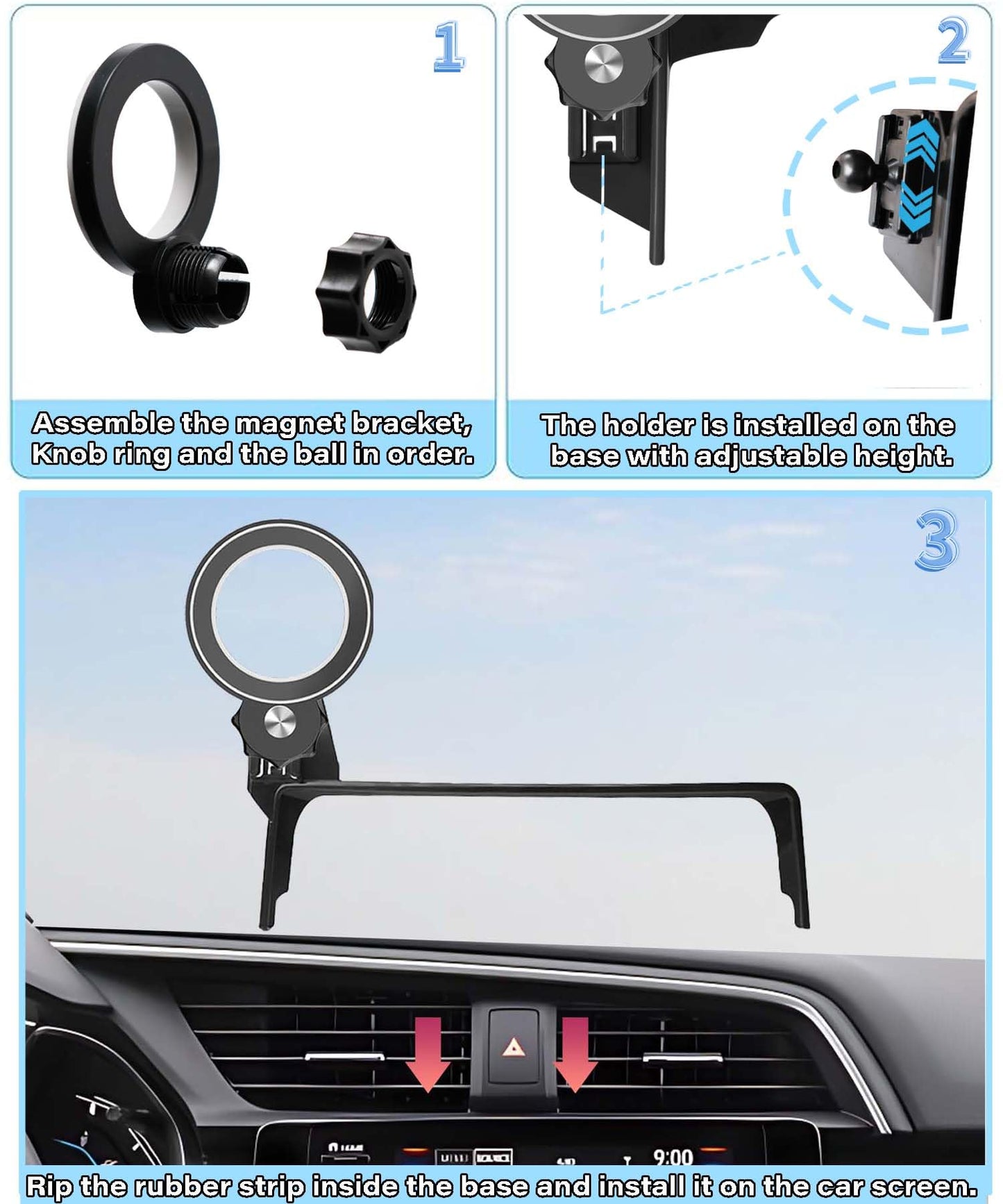 Abeeygeomarn Car Phone Holder For Honda Civic 2016-2021 Accessories Apply To 5/7 Inch Touch Screen Fixed Clip Magnetic Cell Phon