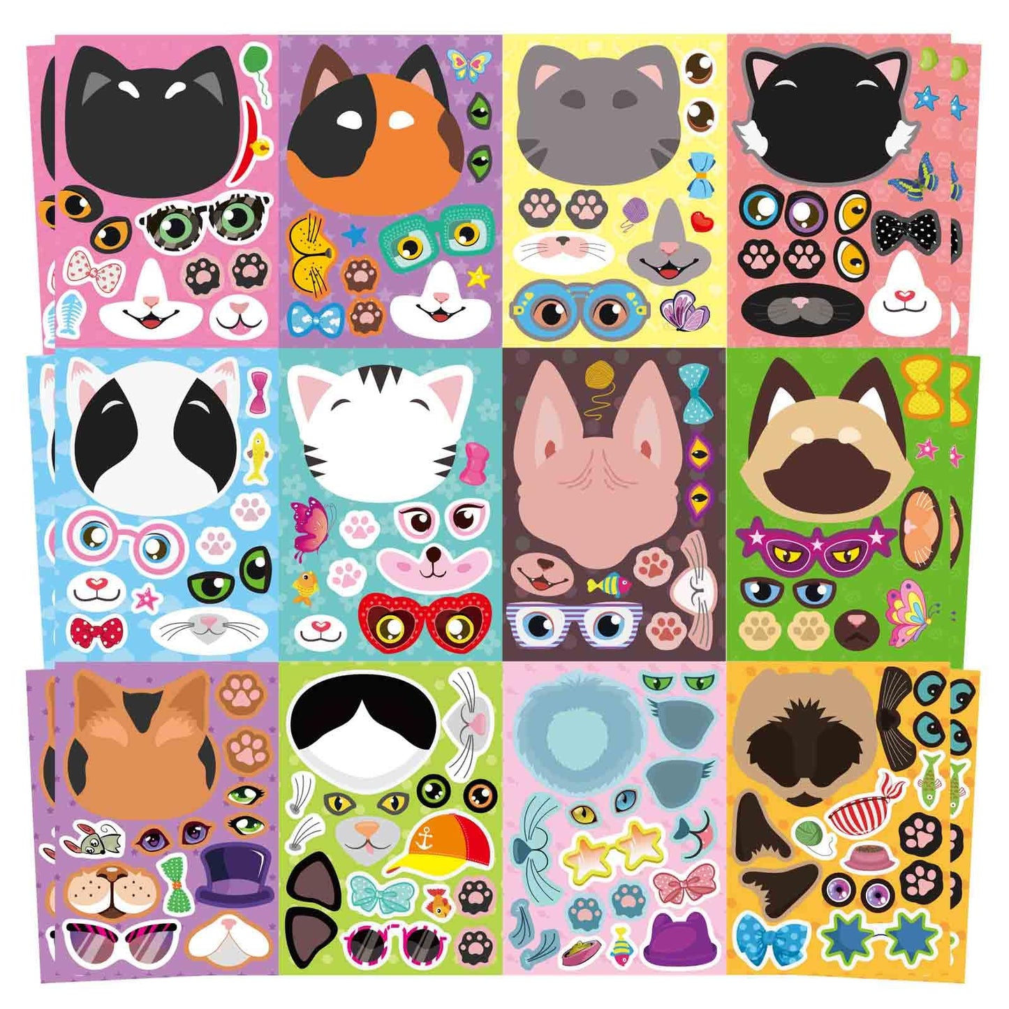 24 Sheets Ice Cream Stickers, Make-a-face Stickers for Kids Toddlers, Make Your Own Mix and Match Stickers, DIY Summer Ice Cream Stickers for Birthday Party Games Teacher Reaward