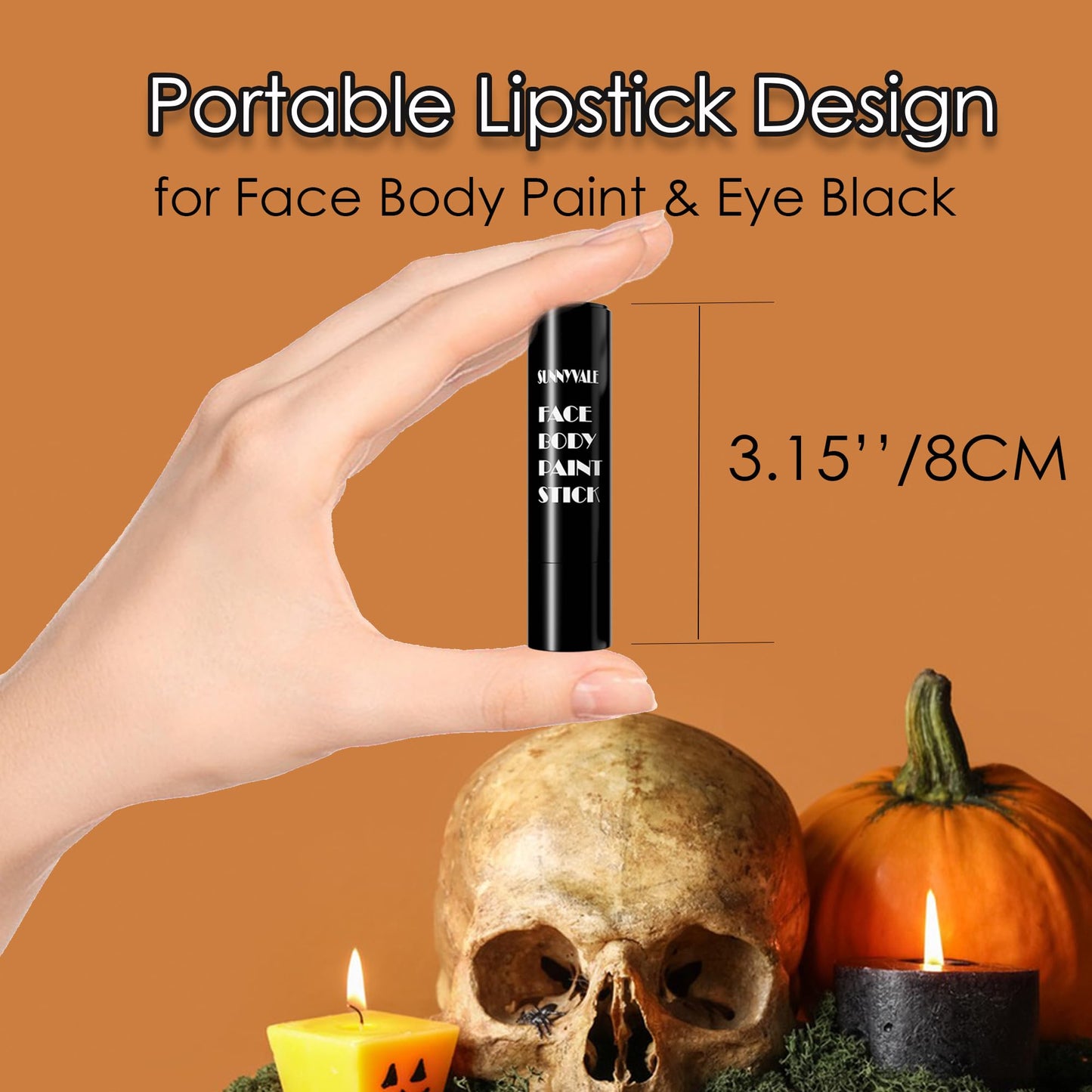 SUNNYVALE Halloween Clown Red Face Body Paint Stick Cream, Sweatproof Eye Black for Adults Sports, Hypoallergenic Grease Foundat