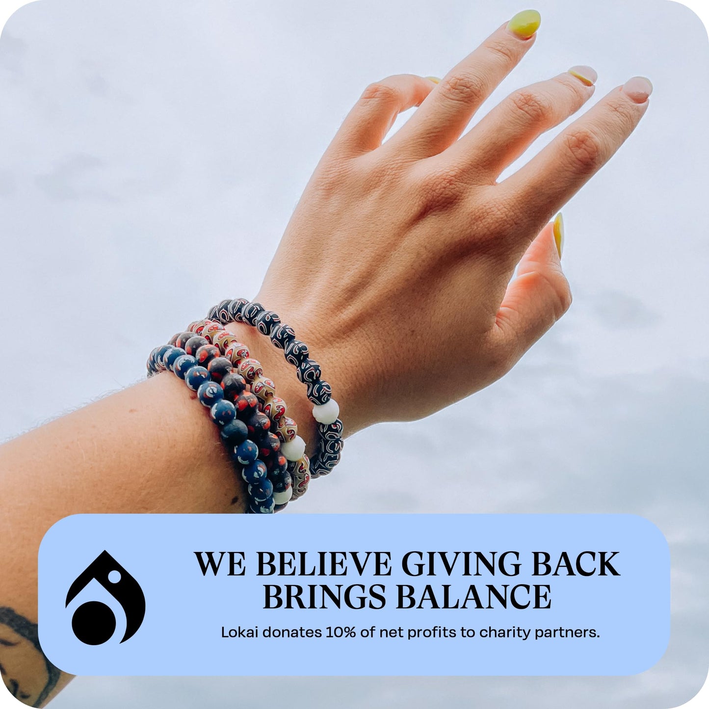Lokai Silicone Beaded Bracelet for Men & Women, NFL Football Collection - New England Patriots, Blue Logo, Extra Large - Silicon
