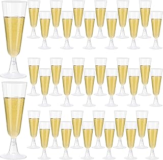 KMLYDGS 40 Pack Clear Plastic Champagne Flutes 5.5 Oz - Elegant Disposable Toasting Glasses for Wedding, Party, Birthday, ...