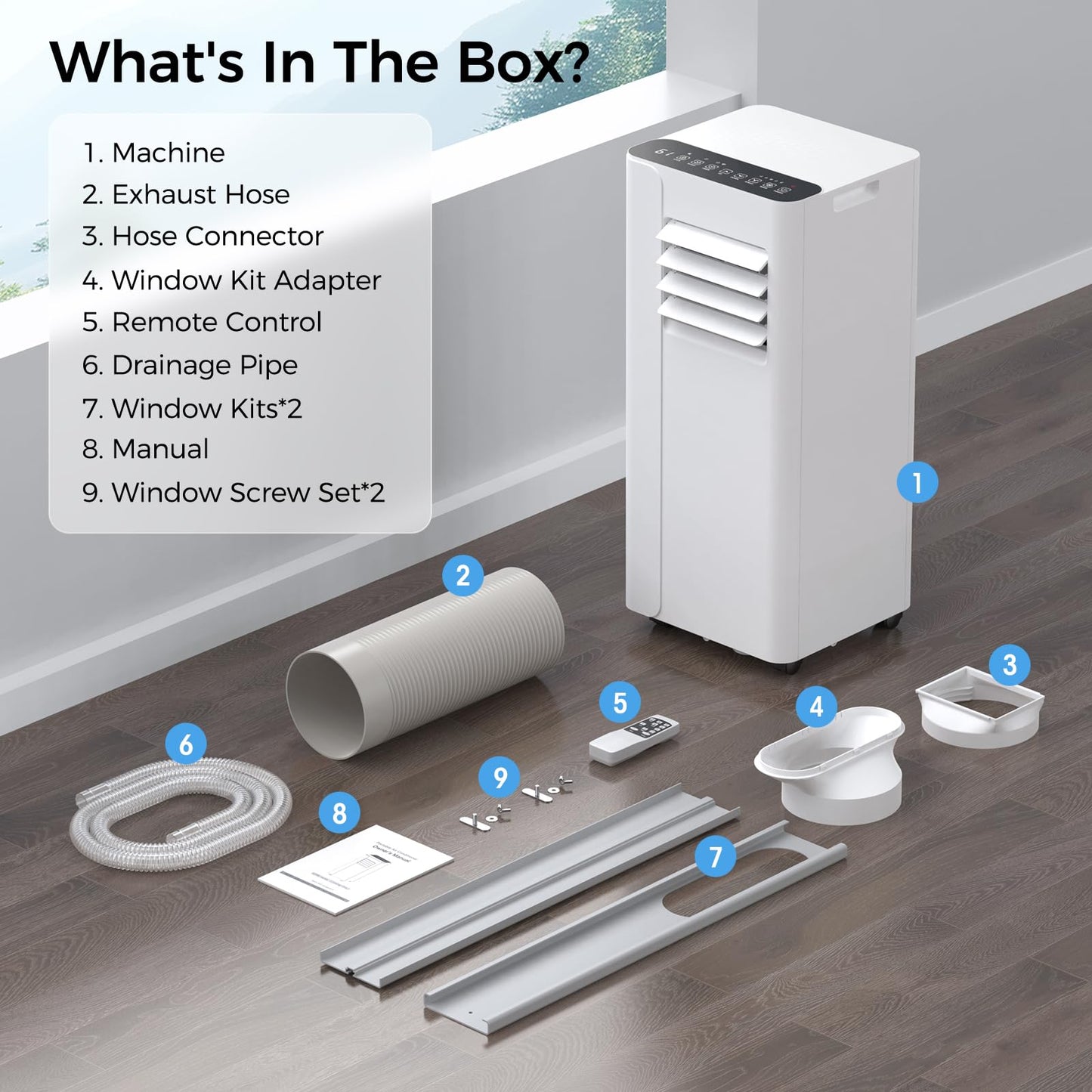 URBANITE 16000 BTU Portable Air Conditioner, Smart WiFi APP & Remote Control, 5-in-1 AC Unit Cools up to 650 Sq.Ft, 45dB Ultra Quiet Dehumidifier/Fan/Sleep Mode, Easy Installation for Bedroom & Office