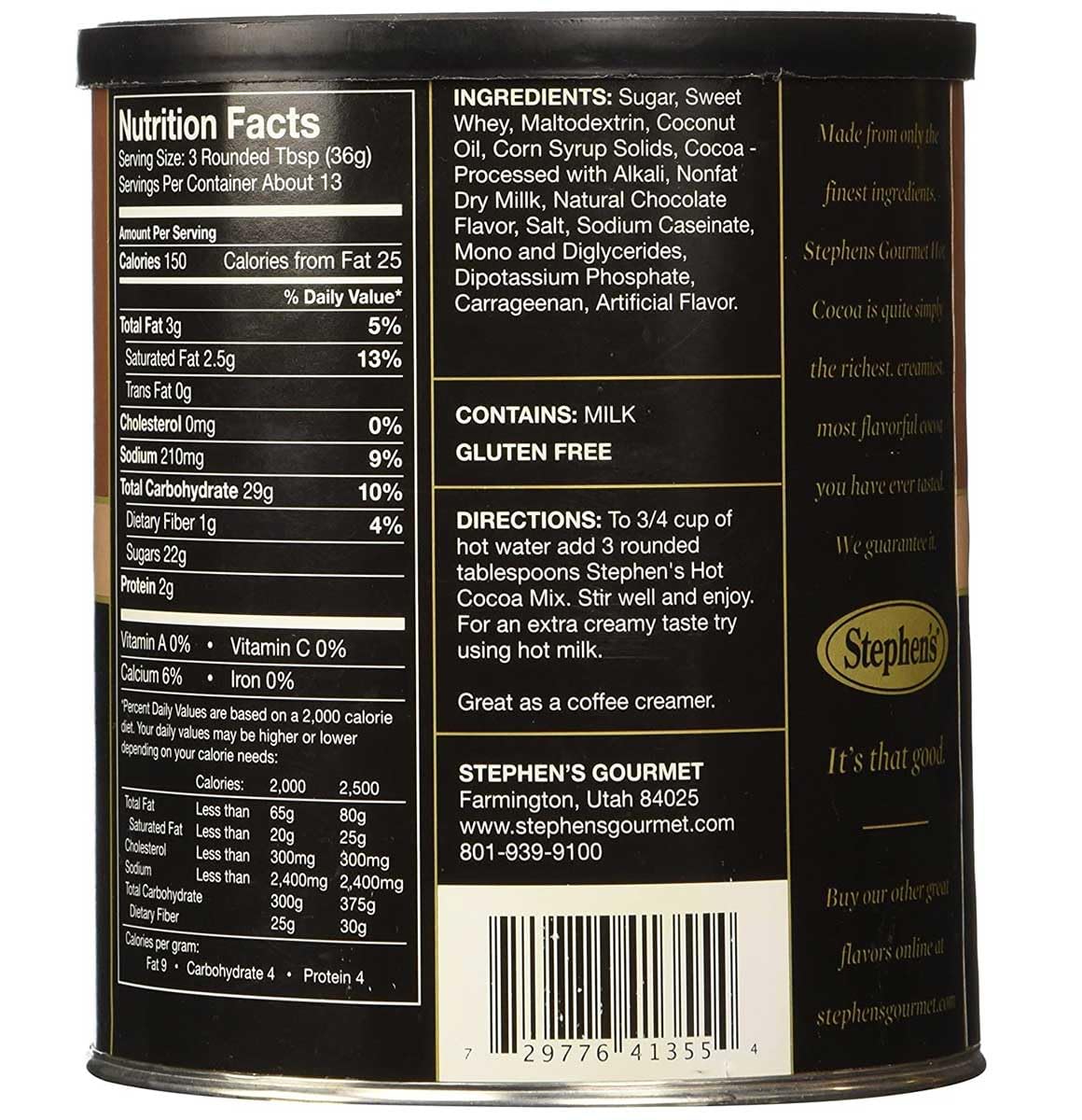 Stephen's Gourmet Hot Cocoa, Milk Chocolate, 16-ounce Canister