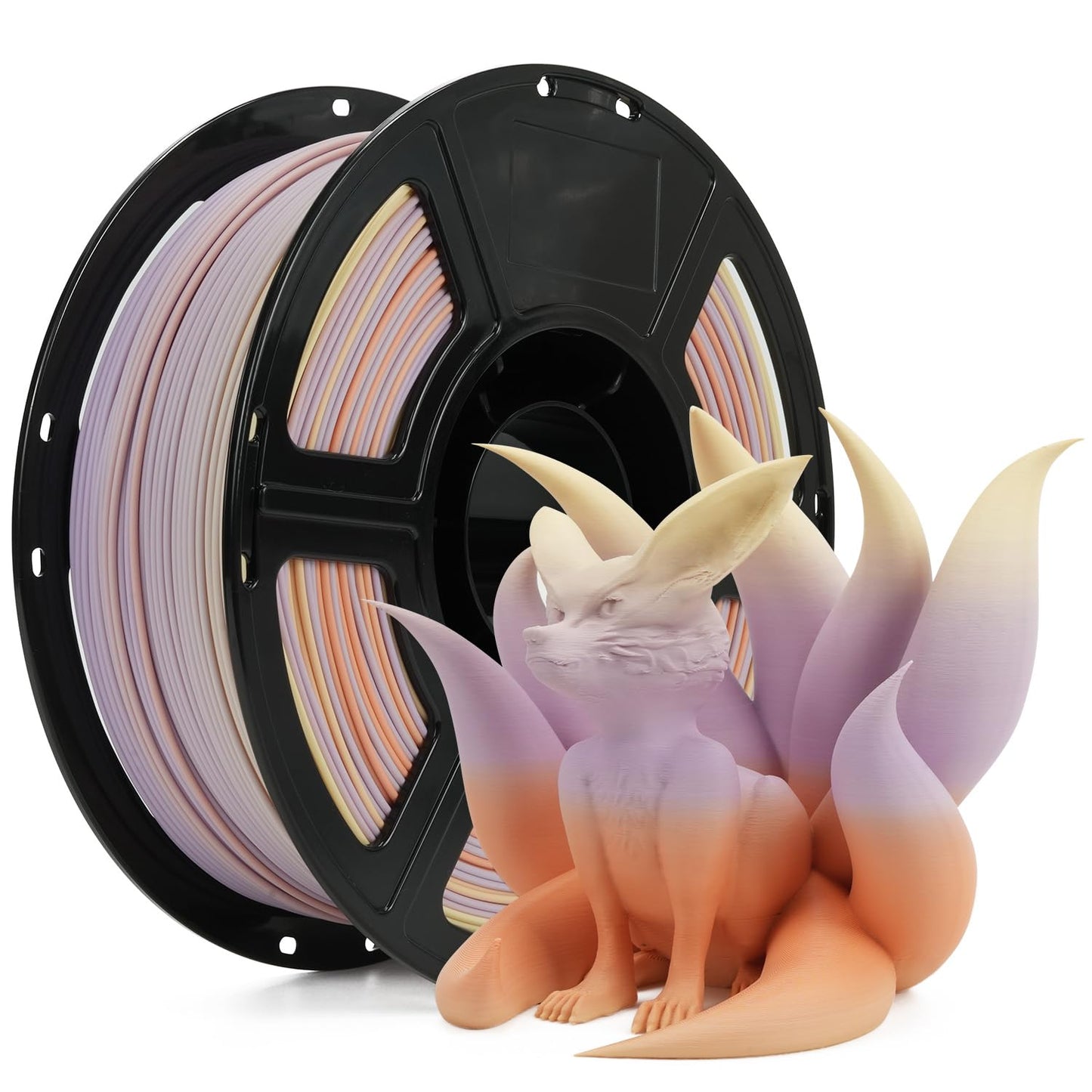 FLASHFORGE Rapid PLA Matte Rainbow Gradient Orange & Yellow & Purple, Transform Colors Smoothly & Fast, High Flow Speedy Filamen