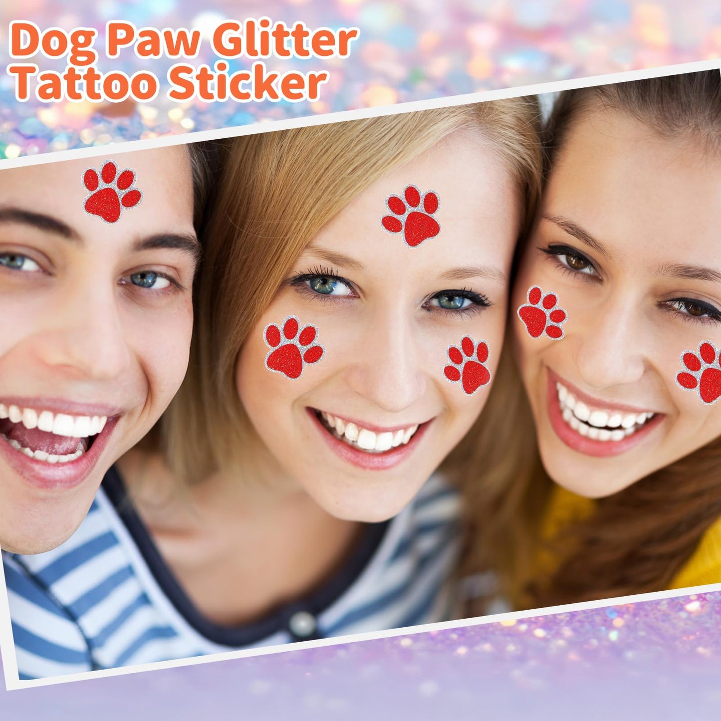 Blulu 25 Sheets 200 Pcs Paw Print Tattoos Temporary Dog Paw Glitter Tattoo Sticker Sparkly Small Stickers Removable Dog Stickers
