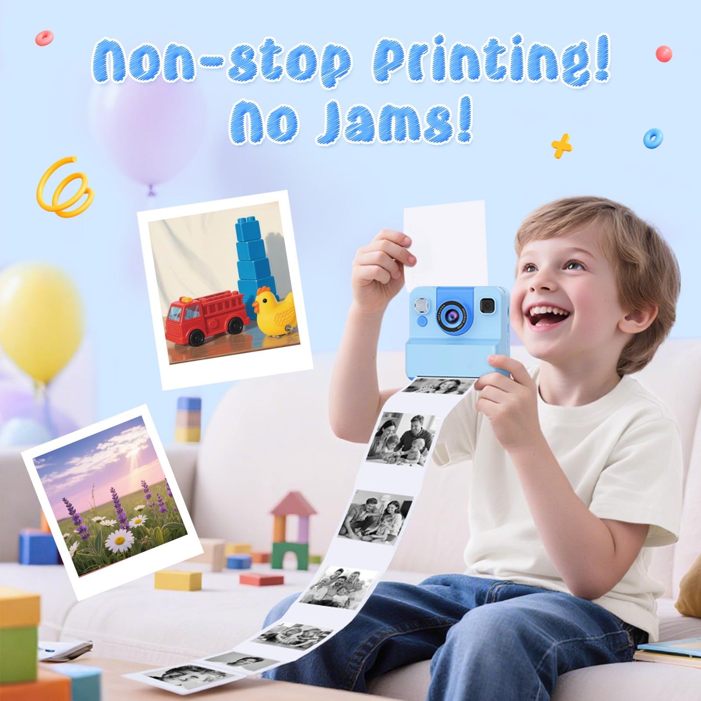 Kids Camera Instant Print Toys for Teenage Girls:2.4-Inch Children's Instant Cameras,Gift for Girls Ages 3-16 (for Christmas Or Birthday),1080P Hd Digital Video Cameras with 3 Rolls Paper & 32G-Blue
