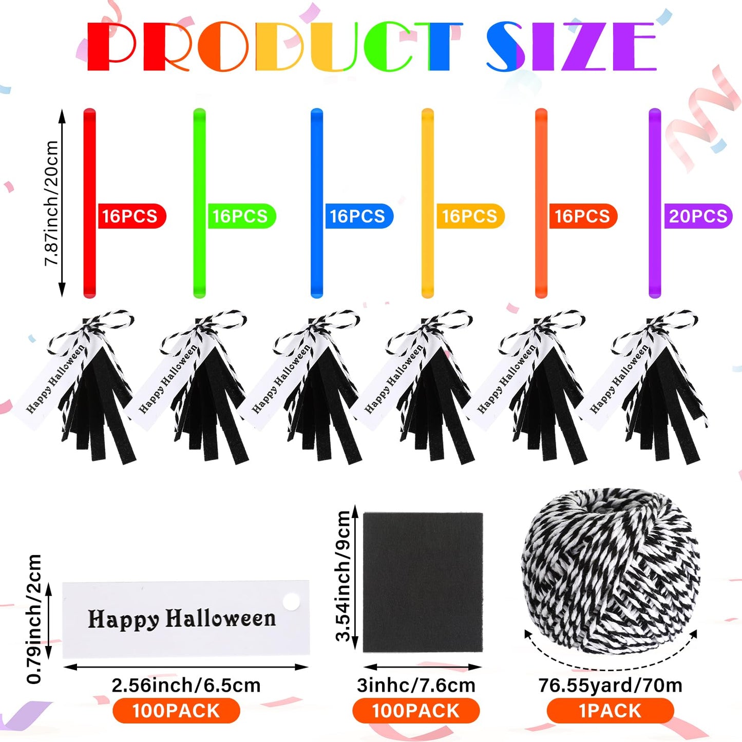 JellyArch 100 Set Halloween Glow Sticks Bulk Party Favors for Trick or Treat Glow in Dark Party Supplies Light Up Sticks with Cards for Halloween Decoration Goodie Bag Filler Basket Stuffers