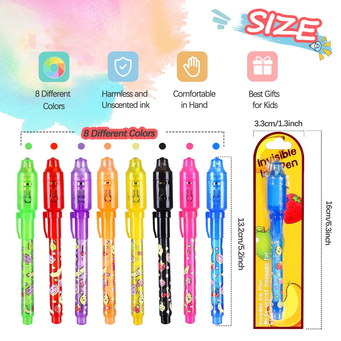 TAFULOR Invisible Ink Pen for Kids, Birthday Party Favors for Girls Boys, Spy Pens with UV Light Secret Message Magic Markers, Goody Bag Stuffers Toys for 4-12 Year Old Girls Boys Gift (8PCS)