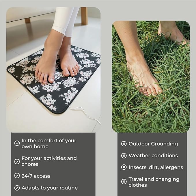 Grounding Mat for Feet - Grounding Well Mat with Anti-Slip Surface - Improves Sleep,Energy and Ailments, Reduces Stress - Complete Earthing Pad for Bed, Desk, or Chair