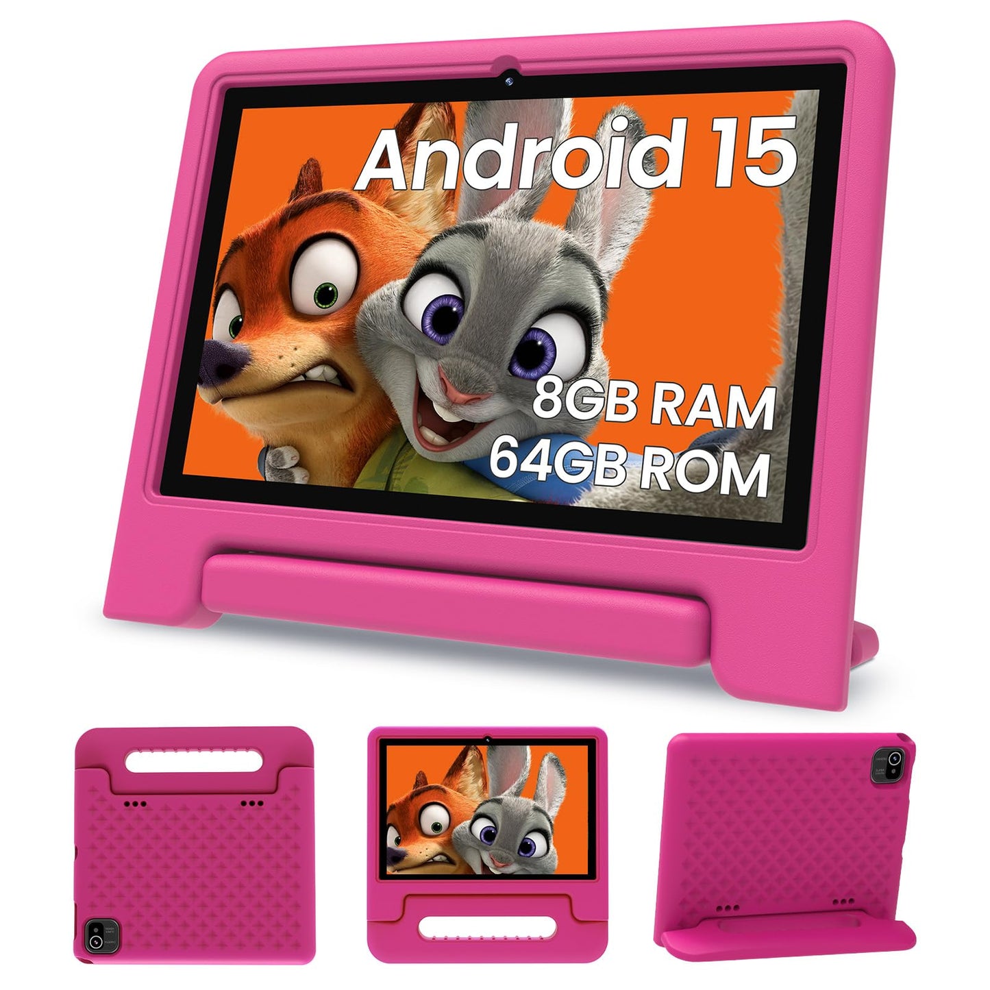 ApoloSignage 2025 Android 15 Kids Tablet, 10 Inch HD Display, Octa-Core Processor, 8GB RAM, 64GB ROM (Expandable to 1TB), with K