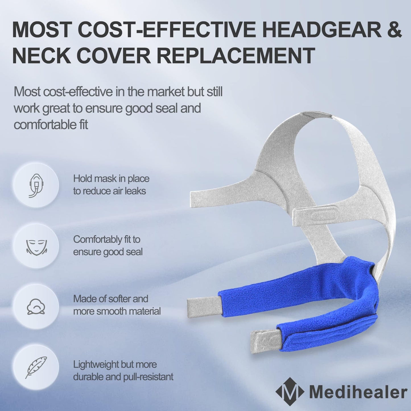 2Packs Replacement Headgear for Airfit N20 with Neck Pads and 2 Pair Clips, Headgear Compatible with Airfit N20, Comfort Neck Pad Headgear Strap Cover, Great Value Kit Supplies by Medihealer