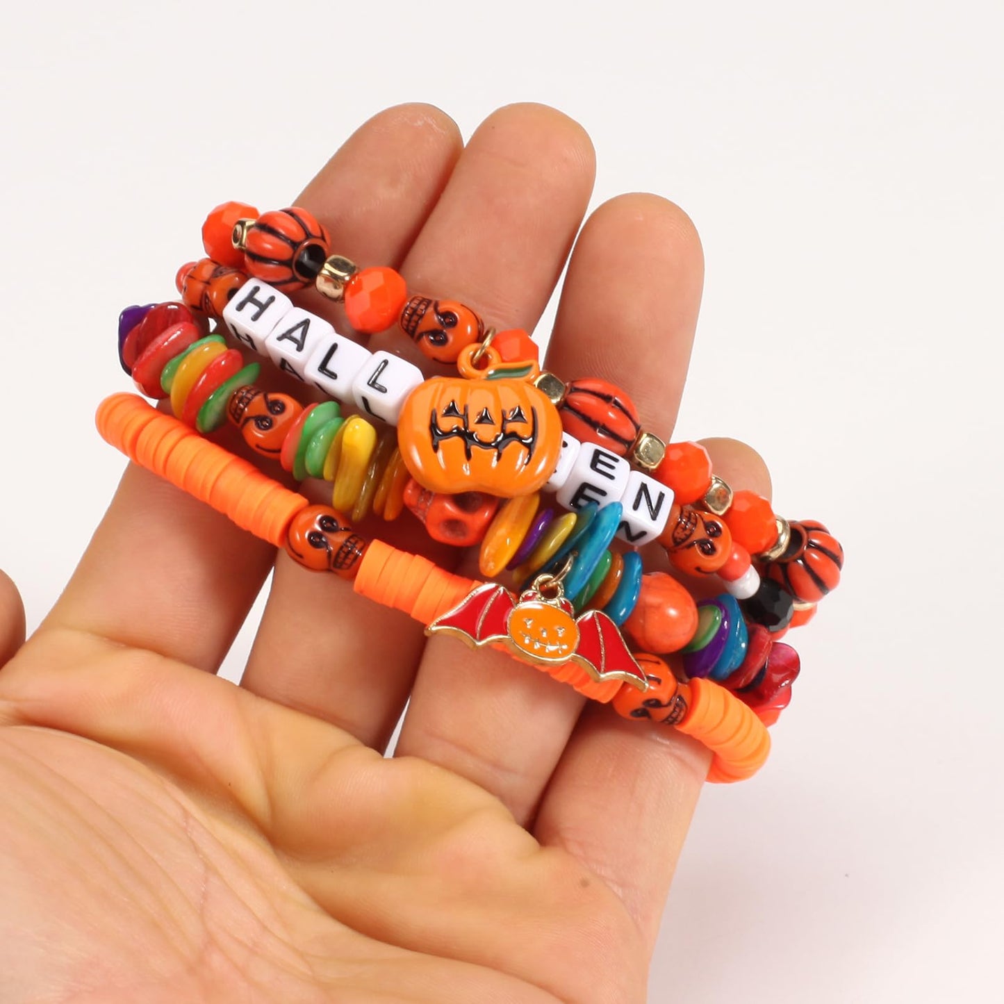 QWALIT Halloween Accessories: Earrings, Jewelry, Bracelets, Necklace, and Pumpkin Charm Bracelet for Women
