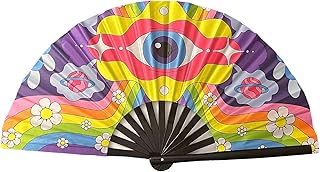CYNMOON - Trippy Visuals - Large Rave Clack Folding Hand Fan for Men/Women - for EDM, Music Festival, Club, Event, Party, ...