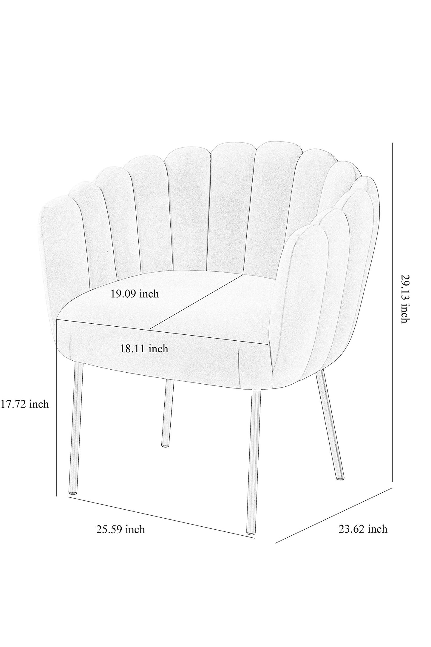 MEXIYA Doloris Modern Light Grey Easy Clean Velvet Upholstered Feather Side Chair with Brushed Gold Leg