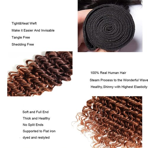 Condescension Brazilian Omber T1B/4/30 Human Hair Bundles 14 16 18 Inch Deep Wave 3 Bundles Human Hair 100% Unprocessed Remy Virgin Weave Hair for Women
