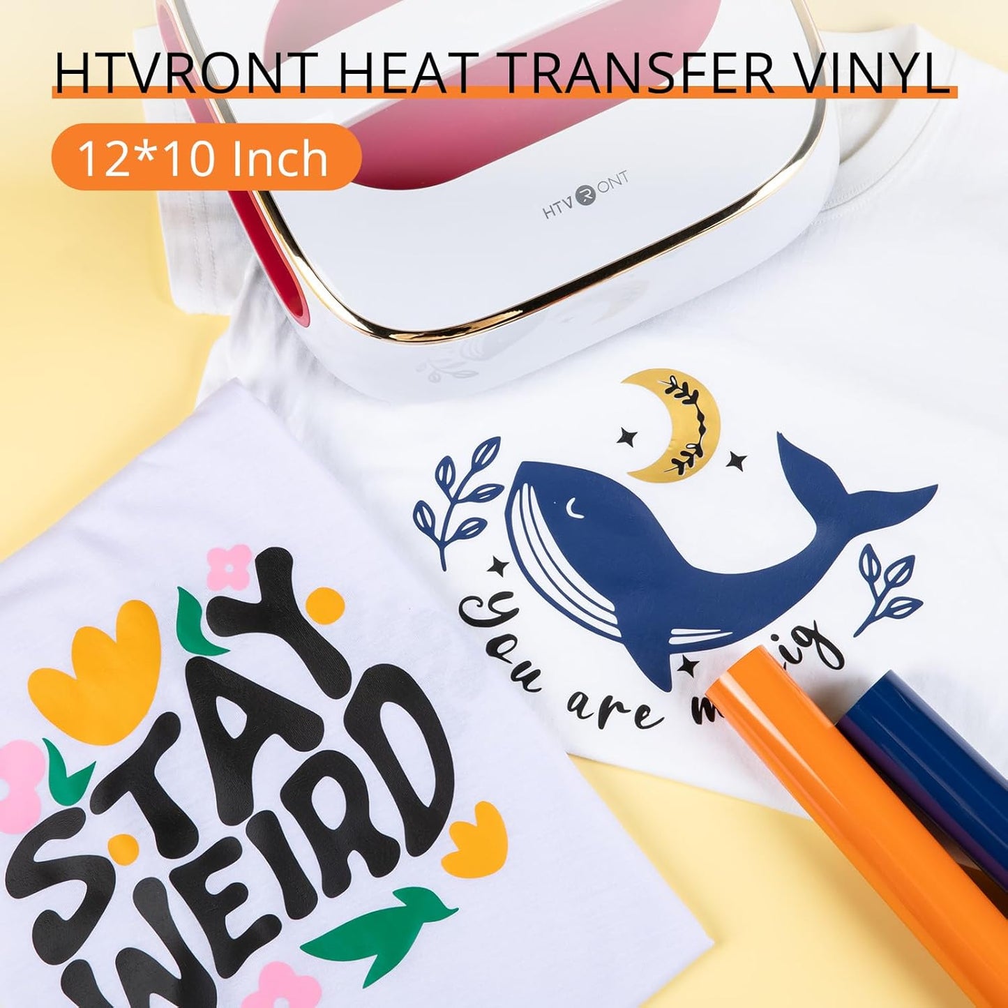 HTVRONT HTV Heat Transfer Vinyl -13 Pack HTV Vinyl, 12" x 10" Iron on Vinyl for T Shirts, 10 Assorted Premium Colors Heat Transfer Vinyl for All Cutting Machines