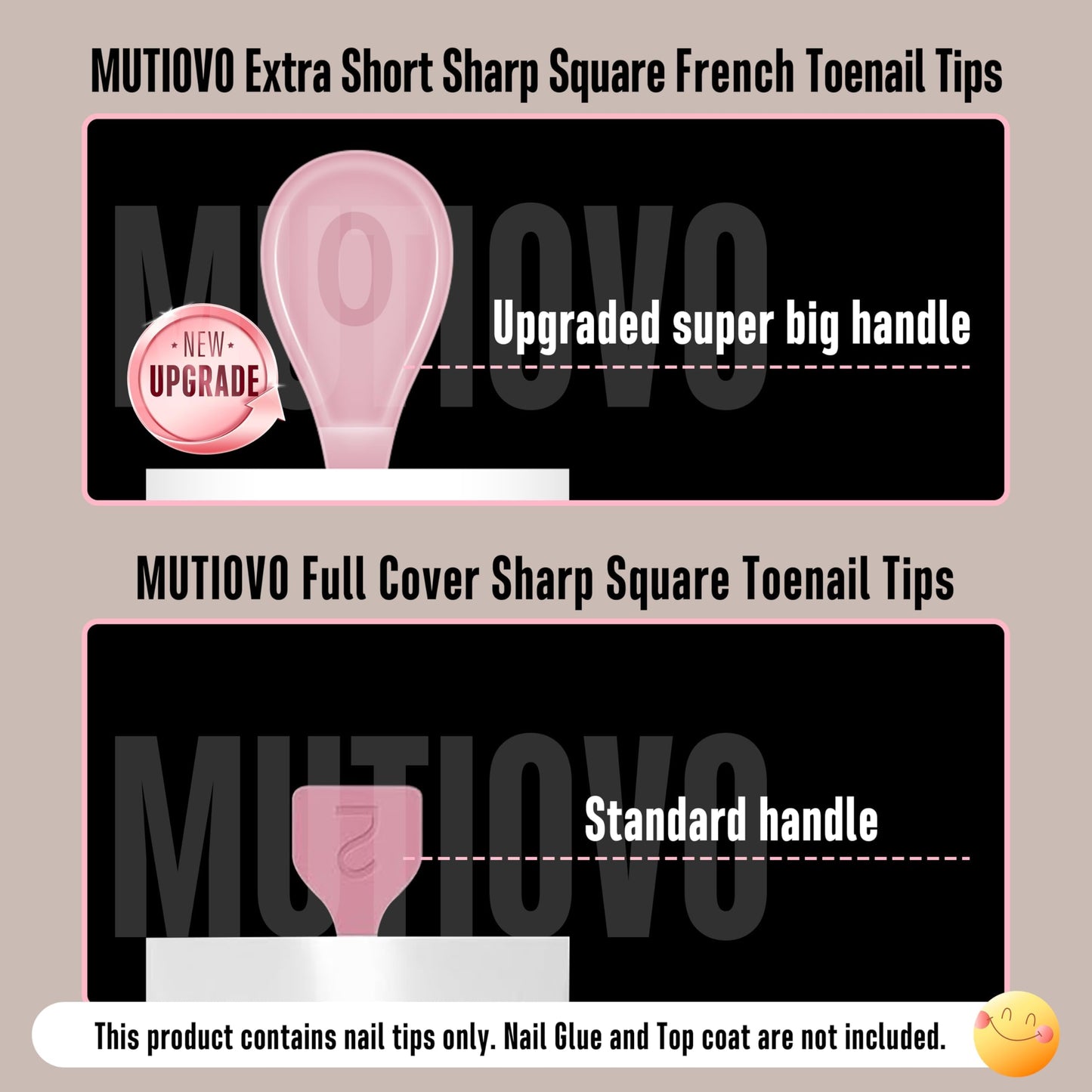 MUTIOVO Extra Short Toe Nail White French Tip BERRY PINK,Soft Gel False Toenail Extension Kit,Thick Sharp Square Press On,Need B