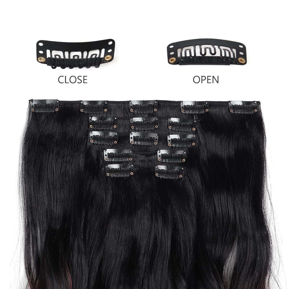 HSPJHTM Hair Extensions Wavy Auburn to Black Clip in Hair Extension for Women Halloween 5 PCS 18 Synthetic Wave Natural Thick Ha