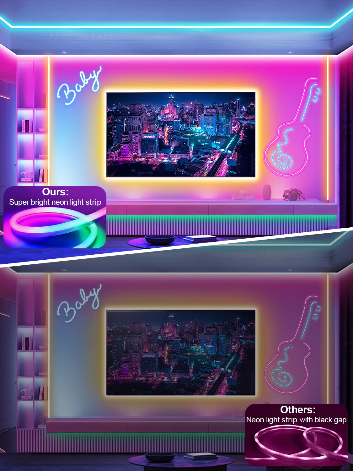 Ledagic 32.8ft LED Neon Rope Lights with App and Remote Control, IP65 Waterproof Neon Strip Lights for Outdoor Indoor, DIY Design Flexible Led Rope Lights for Bedroom, Living, Gaming, Party Decor
