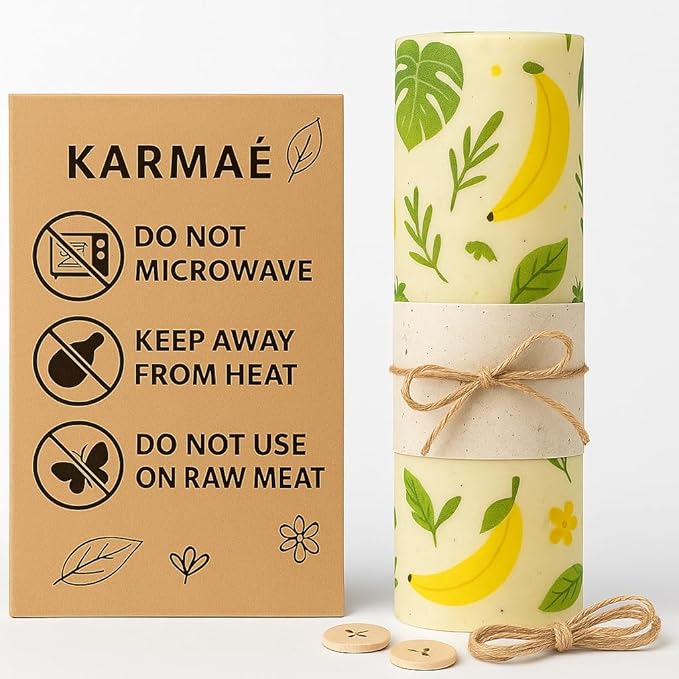 Reusable Beeswax Food Wraps โ 3 Pack & Roll (16.9"-39") | Sustainable Eco-Friendly Wraps for Food Storage | Natural Beeswax Wraps with Seed Paper, Twine & Gift Packaging.