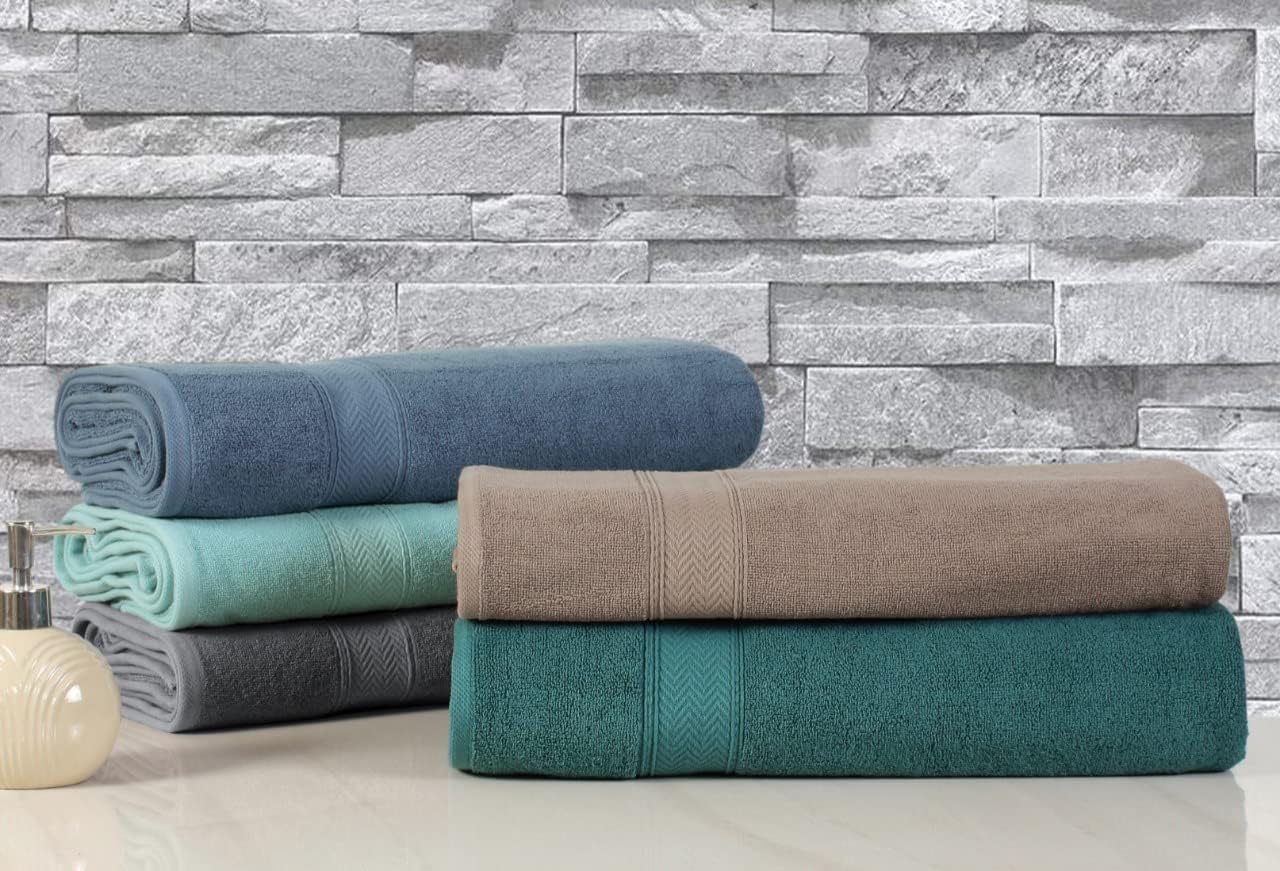 HILLFAIR 600 GSM- 40 x 80 Inches- 100% Cotton 2 Pc XXL Oversized Bath Towel Set- Soft Highly Absorbent Jumbo Bath Sheets Towels Sets- Quick Dry Oversized Bath Towel Sets for Hotel Spa Pool- Teal