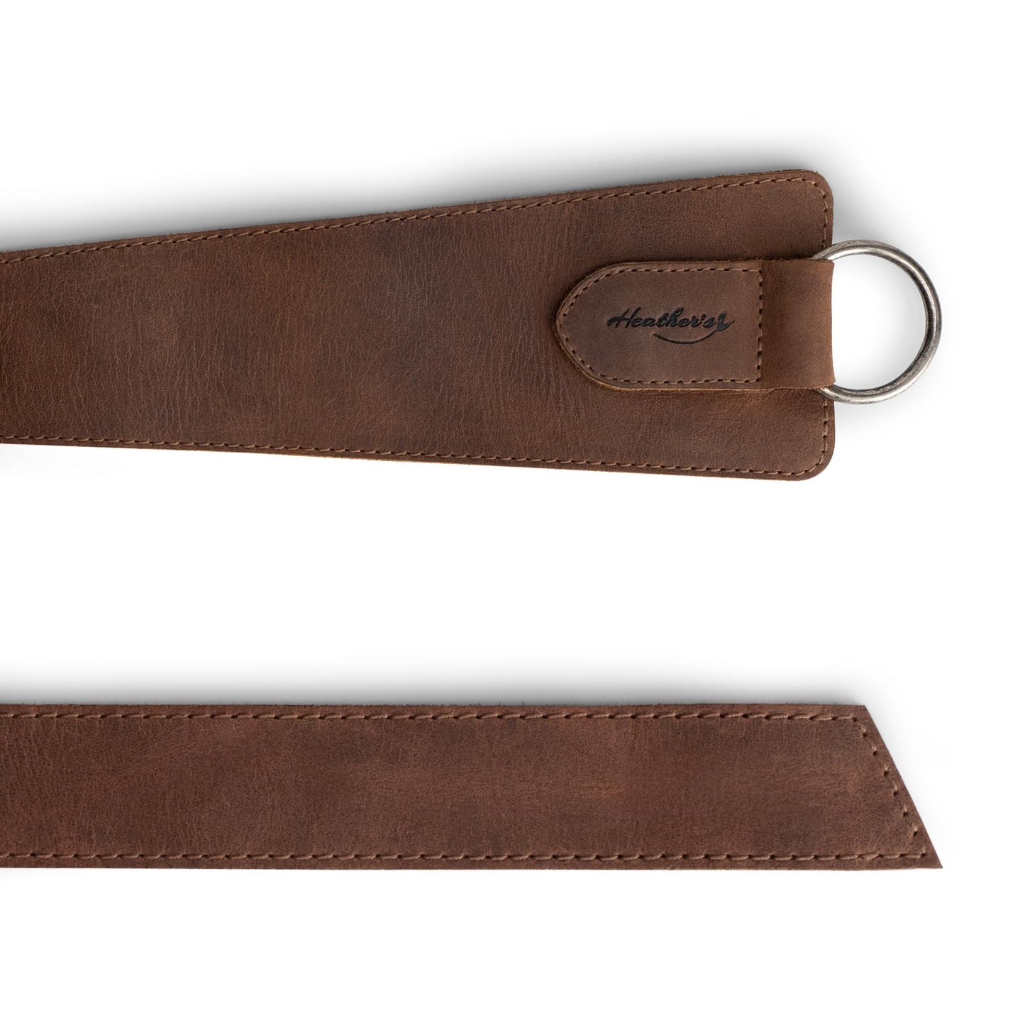 Heather's, Formal Belt for Women with Ring, No-Buckle Belt, Waist Strap, Belly Accessory, Full Grain Leather, Handmade (Bourbon Brown)