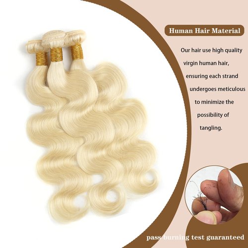 613 Blonde Body Wave Bundles Human Hair 14 16 18 Inch 100% Unprocessed Virgin Hair Extensions 12A Quick Weave Bundles Human Hair Double Weft