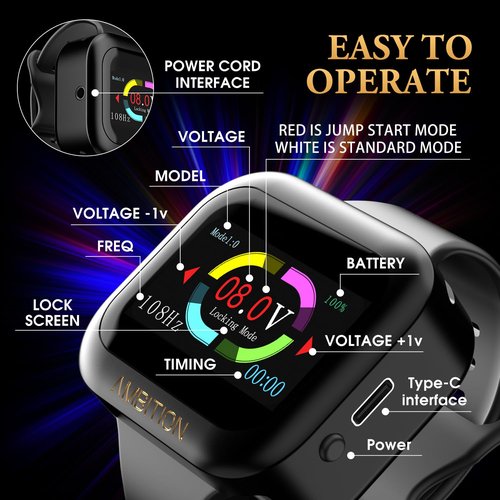 Tattoo Power Supply - Ambition S1 Plus Touch Screen Tattoo Battery Wristband Supply Portable RCA Tattoo 2400mAh Lithium Battery Pack with LCD Touch Display for Rotary Tattoo Machine