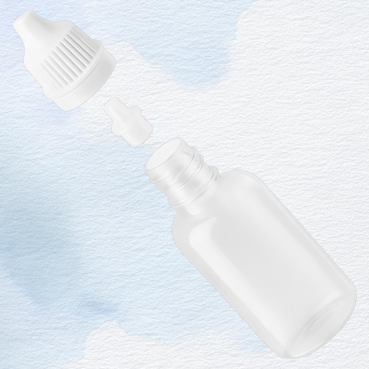 5 PCS (4 Bottles + 1 Funnel) 15ml (0.5oz) Small Plastic Dropper Bottles - Empty, White Eye Liquid Dropper Bottles, Squeezable & Portable Travel Containers for Eye Drops, Refillable with Cap and Plug