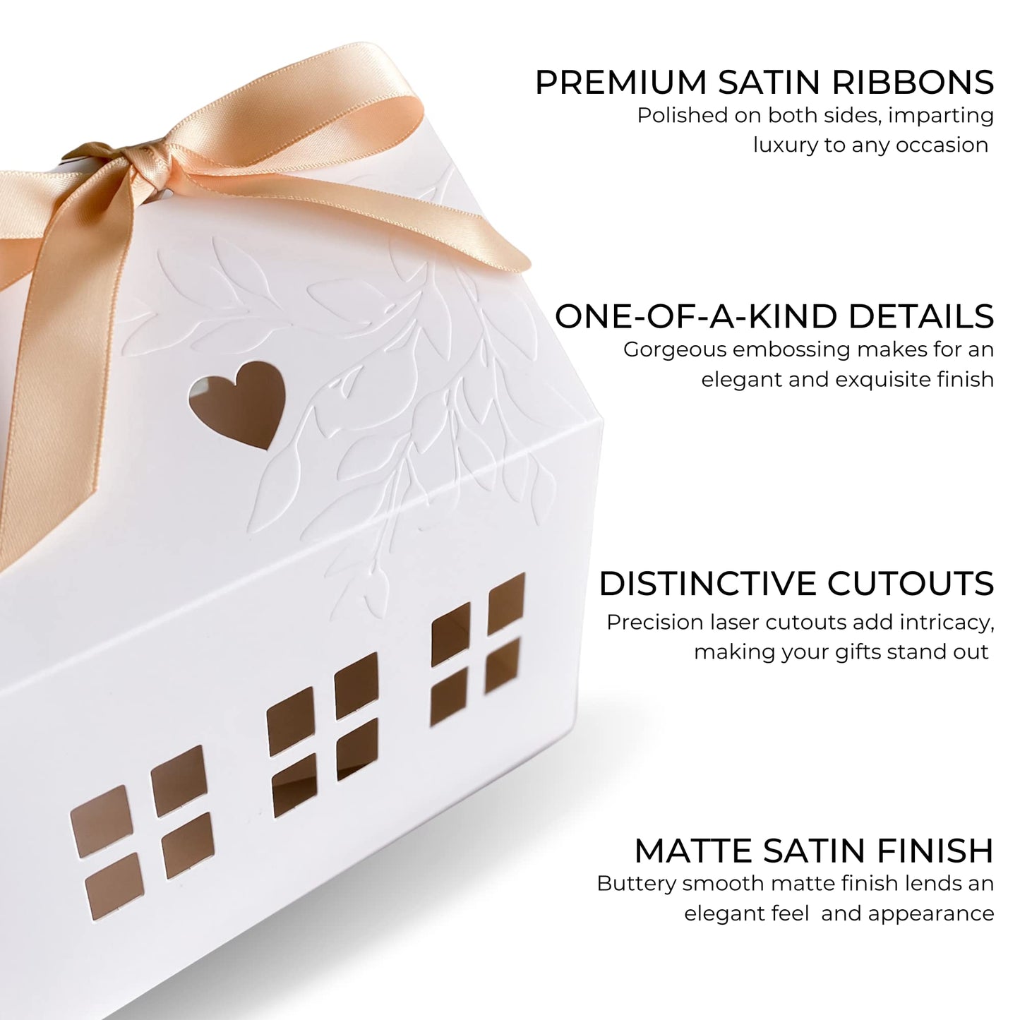 Karentology 20 Pcs Classic House Shaped Gift Boxes with Bright Ribbons for Treats, Desserts, Fancy Cookie, White Gable Bakery Packaging
