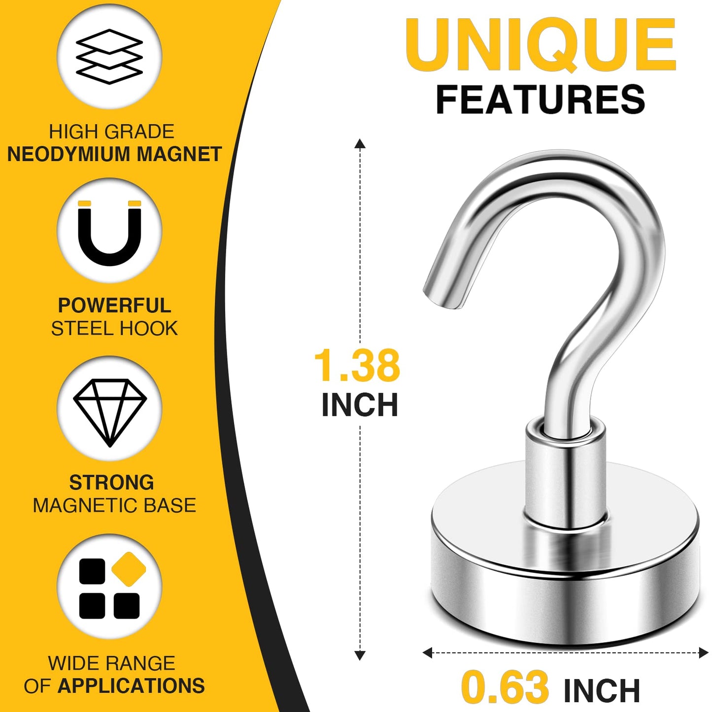DIYMAG Magnetic Hooks for Hanging 10 Pack, 30lbs 2026 Cruise Cabin Ship Essentials N52 Magnetic Hook Heavy Duty Strong Magnets Fridge for Classroom Beach Kitchen Grills Silver