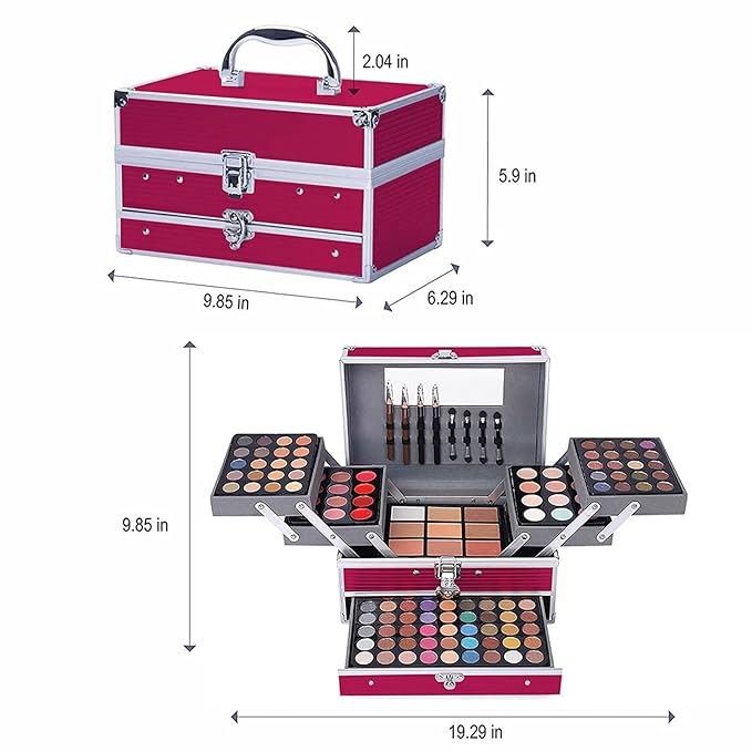 132 Color All In One Makeup Kit for Women & Girls, Professional Full Set Including Eyeshadow, Lipstick, Concealer, Lip Gloss, Eyeliner, Mascara, Makeup Brushes (006N1-Pink)