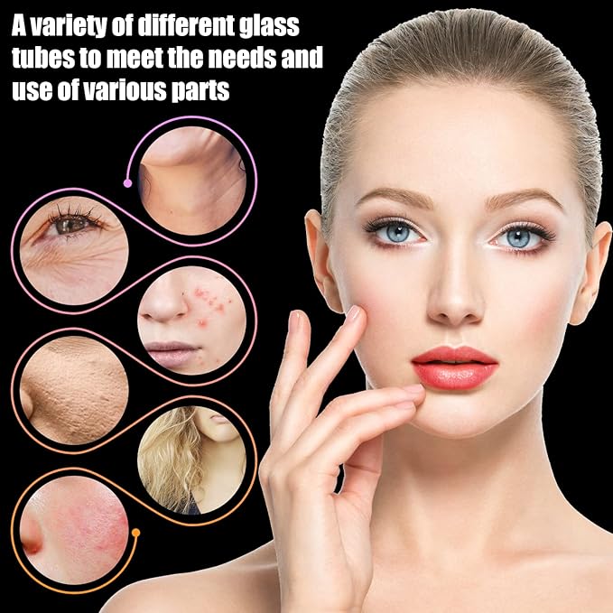 High Frequency Facial Wand - UUPAS Portable High Frequency Facial Machine with 6 Pcs Different Tubes(Orange & Purple)