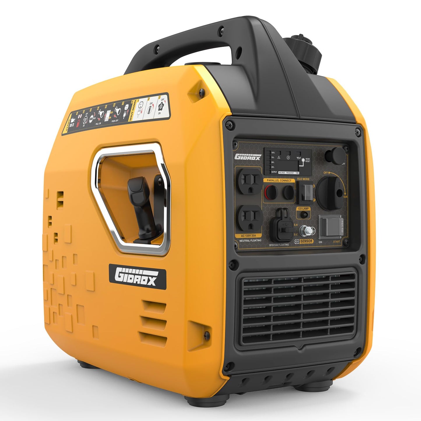 Gidrox 8000W Dual Fuel Inverter Generator - Super Quiet with Remote/Electric Start, CO Sensor, Low THD, 30A & 50A Outlets, Gas & Propane Powered, Perfect for Home Backup, Camping & RV (Yellow)
